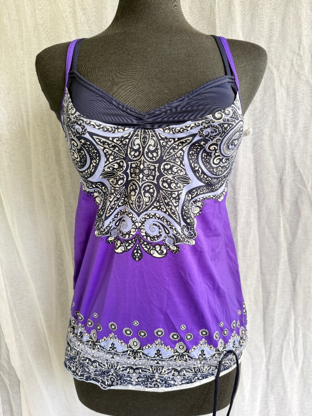 Athleta Paisley Tankini Swim Top | Women’s S | Strappy Athletic Bathing Suit Top